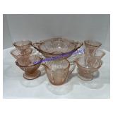 Pink Depression Glass Cherry Blossom Serving Bowl