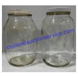 Two Glass Pantry Canisters 10" Tall