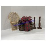 Decorative Wicker Chairs, Holiday Basket & Candle