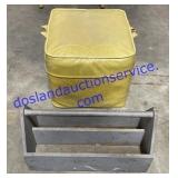 Yellow Footstool & Wooden Tool Carrier