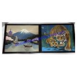 Boat Scene & Tiger Pictures 17"x15"