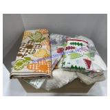 Box of Linens, Tablecloths , Shower Curtain