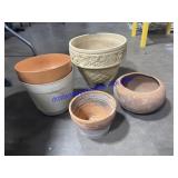 5 Planters 2 Plastic & 3 Pottery