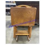 Set of (4) Wooden TV Trays, Unsteady