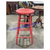 Red Wooden Stool (29")
