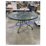 Round Glass Top Patio Table (48" Wide x 27" Tall)