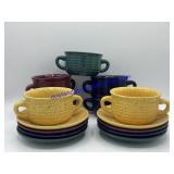 Double Handled Soup Bowls & Saucers