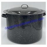 Black Speckle Enamel Pot & Lid (8" Tall x 12"