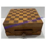 Chess Board W/ Chess Pieces In The Drawer 10"x10"