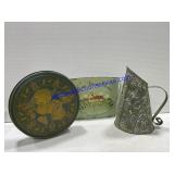Tin Chocolate Container, Pitcher & Wall Decor