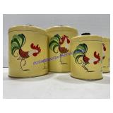 Vintage Rooster Kitchen Flour , Sugar , Tea Tins