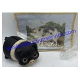 Cross-stitch Pig Picture , Piggy Bank & Glass Pig