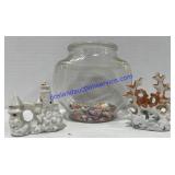 Fish Bowl W/ Bowl Decorations 5"x6"x4"