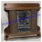 Wall Shelf Mirror W/ Leaf Pattern 18"x 20"