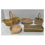 5 Decorative Baskets ( Largest 9"x6"x3")
