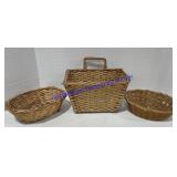 Two Oval & One Square Baskets ( Largest