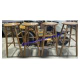 Lot of (4) Wooden Stools - 30"
