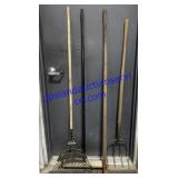 Pitchfork, Rake, Broom & Spade