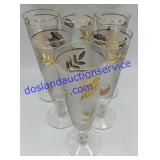 (6) Gold Leaf Short Stem Tumblers