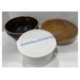 Ceramic Bowl ( Broken) , Wooden Bowl & Veggie