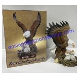 Porcelain Eagle Family Figurine 8" Tall