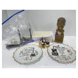 Vintage, Kennedy Statue , Decorative Plates &