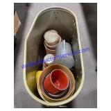 Hamper W/ Ceramic & Plastic Planter Pots