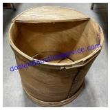 Antique Wooden Bin/Basket 15"Tall 14" Diameter