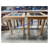 Pair of Matching Glass Top Tables (20 x 17 x 17)