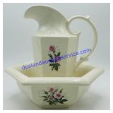 Haeger Floral Pitcher & Basin (10" Tall)