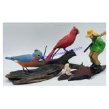 Lot of (3) Figurines Mounted on Wood Pieces