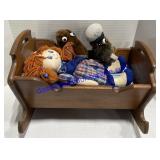 Wooden Rocking Cradle (19"x12"x13") W/ Doll &