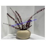 Decorative Oval Cream Color Vase & Leaf Decor
