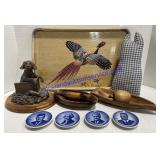 Pheasant Platter , Dog Figure , Cloth Cat ,
