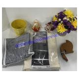 decorative Bucket, Plant , Goose, Tablecloth &