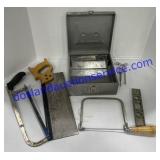 Saws, Metal Storage Box ( 9"x9"x4" ) Leveler &
