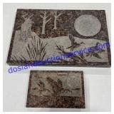 Etched Marble Duck, Deer, Geese Slabs ( 12"x8" &