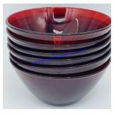 Lot of (6) Arconic France Red Glass Bowls - 5"