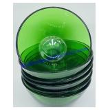 Lot of (6) Arconic France Green Glass Bowls - 5"