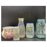 Lot of Glass Jars & Campbells Soup Bowl