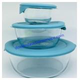 Lot of (3) Glass Pyrex Dishes & Lids