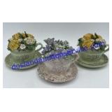 Set of Teacup Flower Decorations