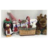 Christmas Basket & Stuffed Animals