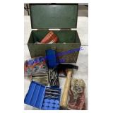 Tool Box W/ Precision Taps , Rubber Gloves , Ax ,