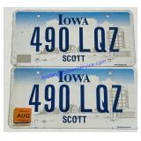 Pair of Iowa License Plates