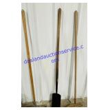 Pair of Metal Rakes & Shovel Shovel Has