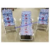 Pair of Padded Lawn Chairs & Lounge Chair