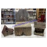 Wooden Chair ( 18"x10"x11") & Bird Houses