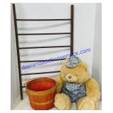 Decorative Bear, Ladder & Basket