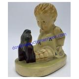 Authentic Hummel Figure Boy & Bird 4"Tall